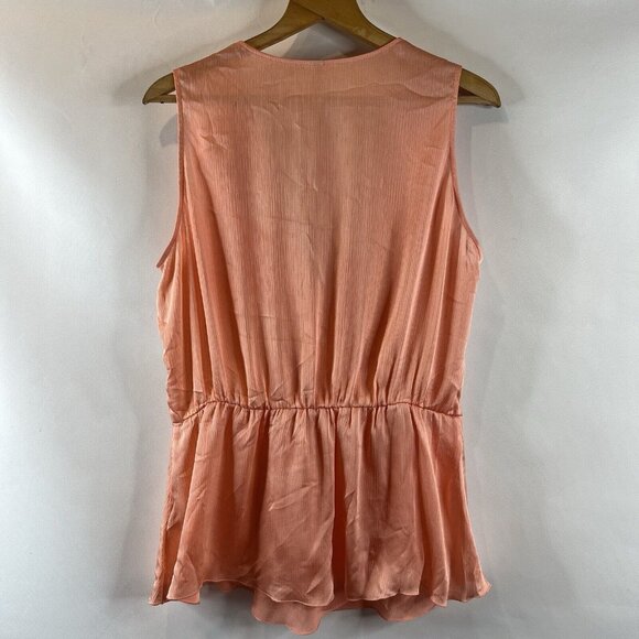 Melissa McCarthy Seven7 Blouse Top Size 1X Sleeveless V-Neck Satin Pink/ Peach - Picture 6 of 10